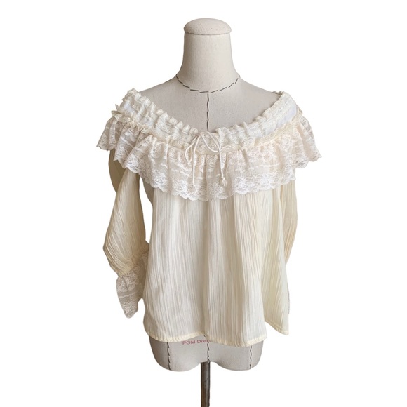 Gunne Sax Tops - Vintage 70s Gunne Sax Jessica’s Gunnies Cream Lace Blouse Top